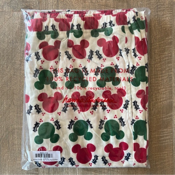 🆕 NWT Hanna Andersson Disney Mickey Holly Garland adult flannel pajama pants XL - Picture 4 of 4